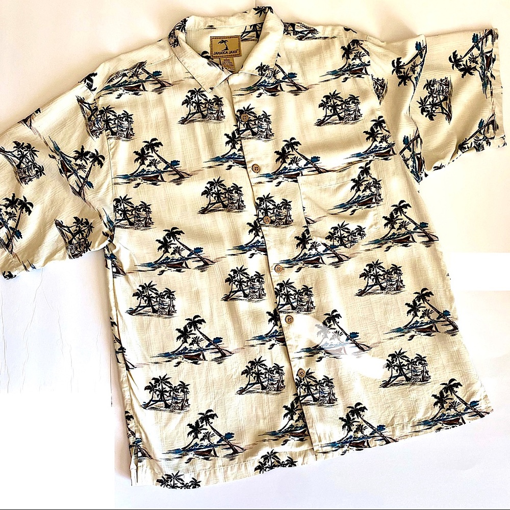 EUC Mens Jamaica Jaxx Silk Hawaiian Shirt, size L